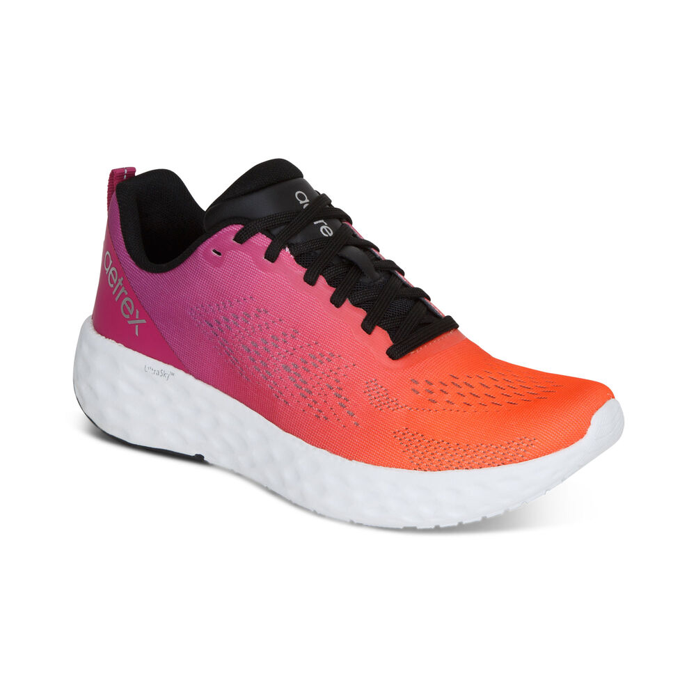 Aetrex Women's Danika Arch Support Sneakers - Orange | USA OQF387Z